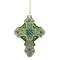 5" Luck of the Irish Green & White Mercury Glass Cross Christmas Ornament